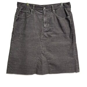 GAP Corduroy A Line Mini Skirt Gray Frayed Hem Fall Academia 31